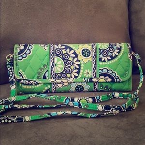 Vera Bradley Wallet Tri-Fold Crossbody, Green